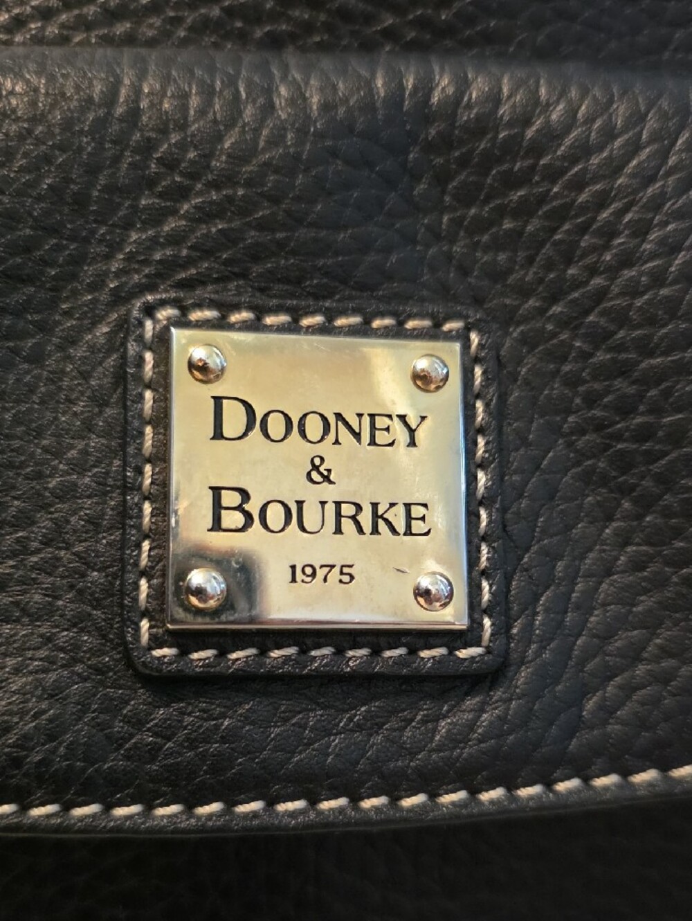 Dooney & Bourke Black Leather Tote with Coin Wallet and Contrast Stitching - Picture 2 of 8